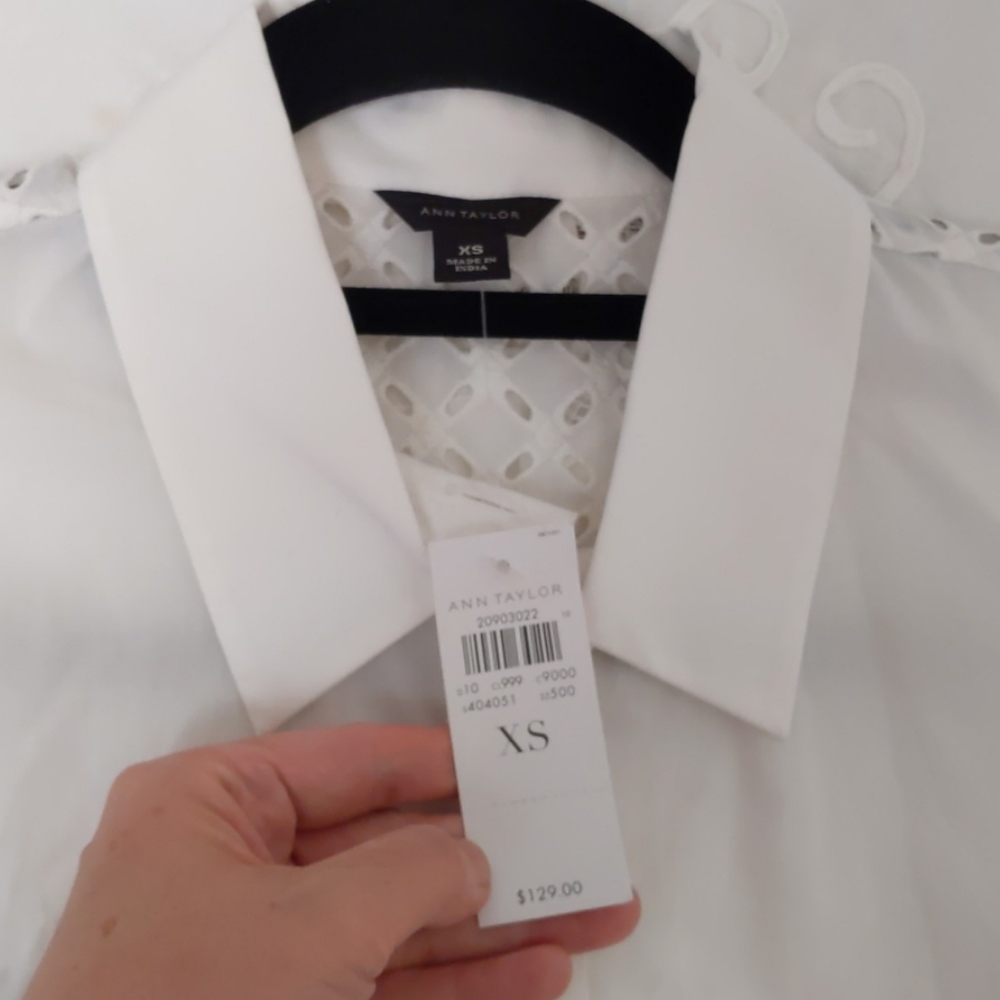 NWT Ann Taylor Eyelet Back Shirt Dress XS - Picture 6 of 8